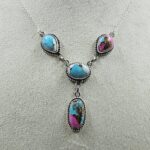 Cotton Candy Turquoise 925 Sterling Silver Necklace (RS103-303)