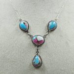 Cotton Candy Turquoise 925 Sterling Silver Necklace (RS103-305)