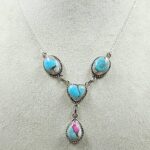 Cotton Candy Turquoise 925 Sterling Silver Necklace (RS103-308)