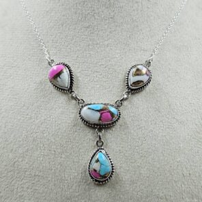 Cotton Candy Turquoise 925 Sterling Silver Necklace (RS103-309)