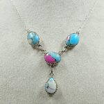 Cotton Candy Turquoise 925 Sterling Silver Necklace (RS103-313)