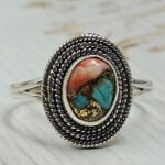 Spiny Oyster Turquoise 925 Sterling Silver Ring (REXT128-201)
