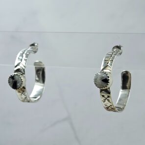 White Buffalo Turquoise 925 Sterling Silver Hoop Earring (RS62-369)