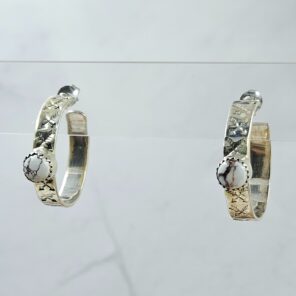 Wild Horse Jasper 925 Sterling Silver Hoop Earring (RS62-357)