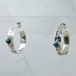 Pink Dahlia Turquoise 925 Sterling Silver Hoop Earring (RS62-373)