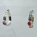 Pink Dahlia Turquoise 925 Sterling Silver Hoop Earring (RS62-374)