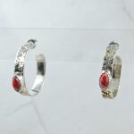 Pink Dahlia Turquoise 925 Sterling Silver Hoop Earring (RS62-375)