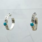 Kingman Turquoise 925 Sterling Silver Hoop Earring (RS62-364)