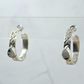 White Buffalo Turquoise 925 Sterling Silver Hoop Earring (RS62-368)