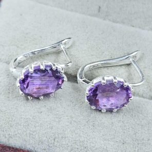 Amethyst 925 Sterling Silver Earring (REXT111-18)