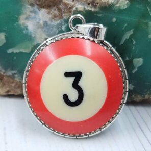 No.3 Pool Ball 925 Sterling Silver Pendant (RS4-250)