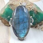 Labradorite 3" 925 Sterling Silver XL Pendant (REXT34-33)
