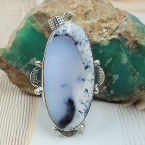 Dendritic Agate 2.75" 925 Sterling Silver XL Pendant (REXT34-34)