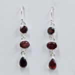 Garnet 925 Sterling Silver Earrings (REXT60-134)