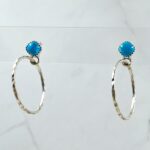 Kingman Turquoise 925 Sterling Silver Hoop Earrings (RS62-398)