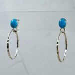 Kingman Turquoise 925 Sterling Silver Hoop Earrings (RS62-399)