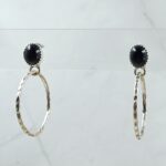 Black Onyx 925 Sterling Silver Hoop Earrings (RS62-400)
