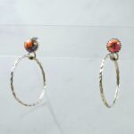 Pink Dahlia Turquoise 925 Sterling Silver Hoop Earrings (RS62-386)
