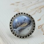 Dendratic Agate Size US 8 925 Sterling Silver Ring (REXT43-163)