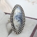 Dendratic Agate Size US 8 925 Sterling Silver Ring (REXT43-162)