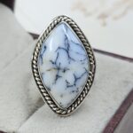 Dendratic Agate Size US 8 925 Sterling Silver Ring (REXT43-165)