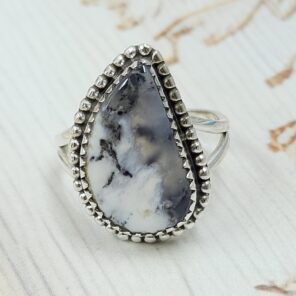 Dendratic Agate Size US 7 925 Sterling Silver Ring (REXT43-156)