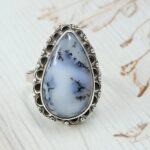 Dendratic Agate Size US 8 925 Sterling Silver Ring (REXT43-160)