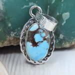 Egyptian Turquoise 1" 925 Sterling Silver Pendant (REXT89-252)