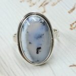 Dendratic Agate Size US 8 925 Sterling Silver Ring (REXT43-166)