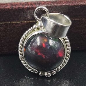 Black Opal 1" 925 Sterling Silver Pendant (REXT79-157)