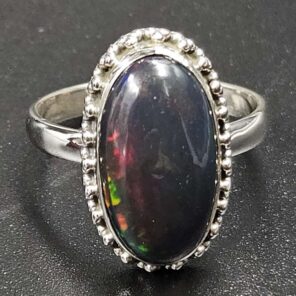 Black Opal  925 Sterling Silver Ring (REXT79-165)