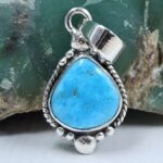 White Water Turquoise 1" 925 Sterling Silver Pendant (REXT21-192)