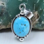 White Water Turquoise 1" 925 Sterling Silver Pendant (REXT21-182)