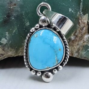 White Water Turquoise 1" 925 Sterling Silver Pendant (REXT21-197)