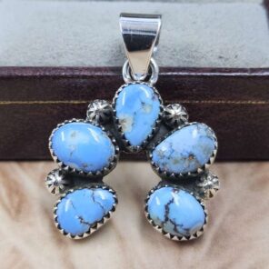 Golden Hills Turquoise Naja 925 Sterling Silver Pendant (REXT166-66)