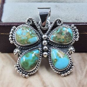 Sonoran Gold Turquoise Butterfly 925 Sterling Silver Pendant (REXT166-105)