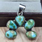 Sonoran Gold Turquoise Naja 925 Sterling Silver Pendant (REXT166-111)