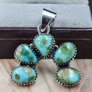 Sonoran Gold Turquoise Naja 925 Sterling Silver Pendant (REXT166-111)