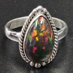 Black Opal 925 Sterling Silver Ring (REXT79-173)