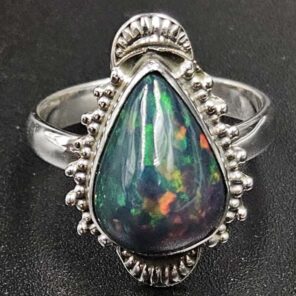 Black Opal 925 Sterling Silver Ring (REXT79-182)