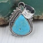 White Water Turquoise 0.8″ 925 Sterling Silver Pendant (REXT21-231)