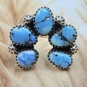 Golden Hills Turquoise Naja Size US 7 925 Sterling Silver Ring (REXT166-38)