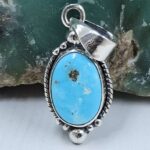 White Water Turquoise 1" 925 Sterling Silver Pendant (REXT21-183)