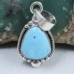 White Water Turquoise 1" 925 Sterling Silver Pendant (REXT21-198)