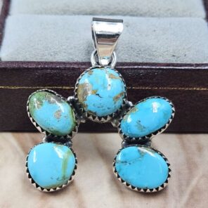 Sonoran Gold Turquoise Naja 925 Sterling Silver Pendant (REXT166-112)