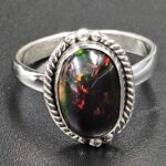 Black Opal 925 Sterling Silver Ring (REXT79-174)