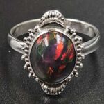 Black Opal 925 Sterling Silver Ring (REXT79-183)