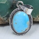 White Water Turquoise 1" 925 Sterling Silver Pendant (REXT21-209)