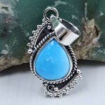 White Water Turquoise 1″ 925 Sterling Silver Pendant (REXT21-243)