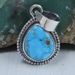 White Water Turquoise 1" 925 Sterling Silver Pendant (REXT21-217)